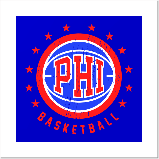 PHI Basketball Vintage Distressed Wall Art by funandgames